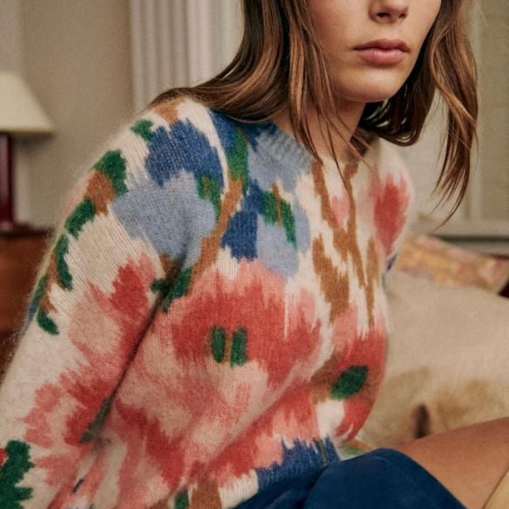 Alison Sweater-Heline Print Ecru Background-Sezane